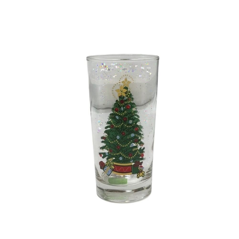 Vintage HOMCO Home Interiors 8728 12oz Christmas Tree Tumbler Glasses, Set of 7